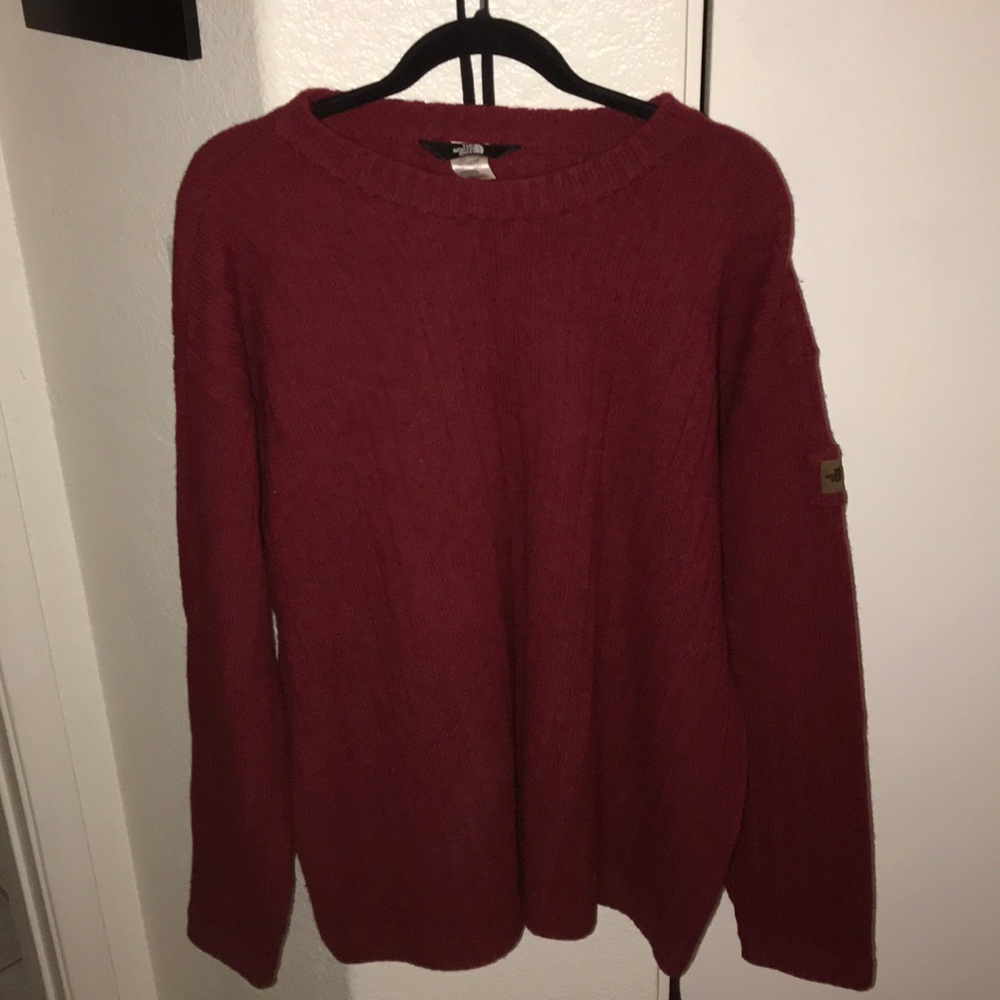 North face red wool sweater